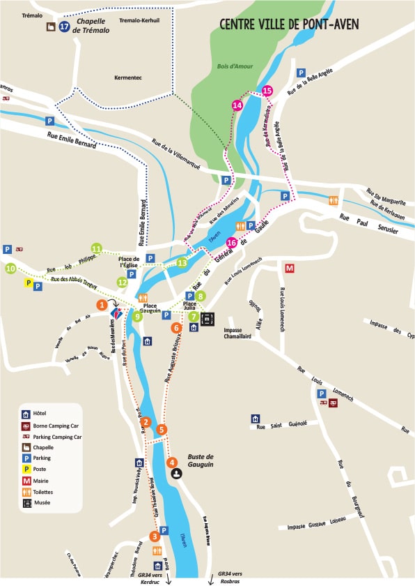 plan touristique de Pont-Aven